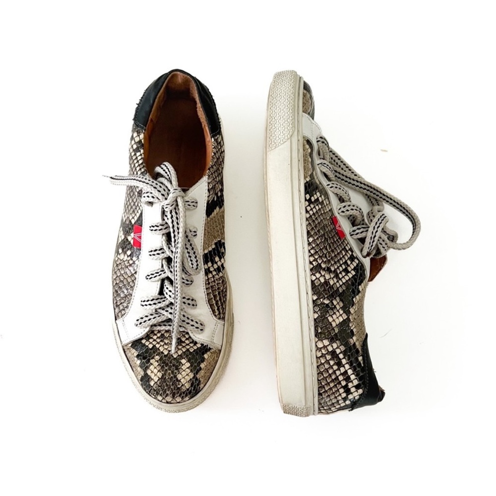 Veronica Beard Sami Python Print Leather Sneakers